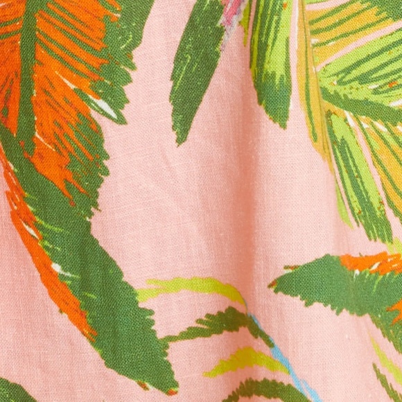 NWT $165 FARM Rio Macaw Leaves Cutout Waist Linen Blend Dress! - Picture 6 of 7